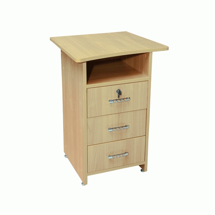 Тумба приставна,на 3 шухлядних відділення, з ламінованої ДСП, з замком, ручки меблеві хромовані (ТОВ ‘’АЛМАНТ’’), 530х500х750 мм